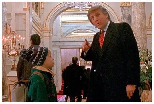 Donald Trump con el actor Macaulay Culkin