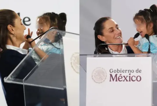 Claudia Sheinbaum  durante su conferencia de prensa en Villa de Zaragoza, San Luis Potosí.