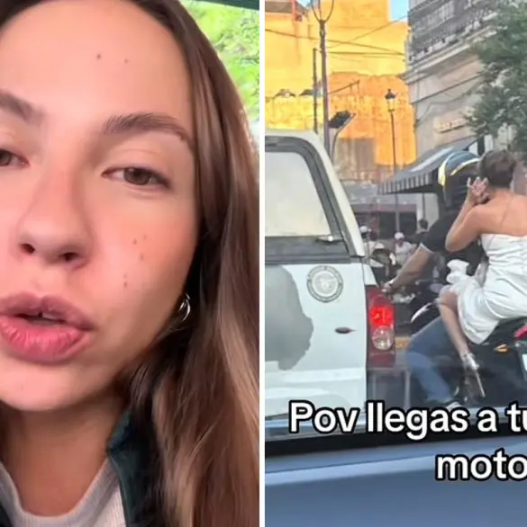 Estaba desesperada: Novia pide ride a motociclista para lograr llegar a su boda