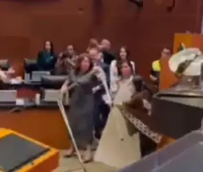 Zafarrancho en el Senado: Panista le pega con un tubo a morenista 