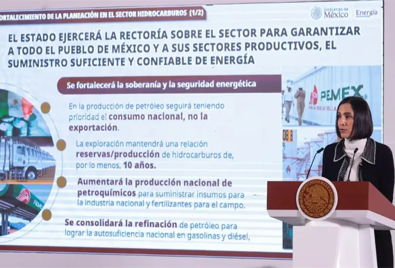 Luz Elena Gonz&aacute;lez Escobar, secretar&iacute;a de Energ&iacute;a, en conferencia de prensa de la presidenta Claudia Sheinbaum.