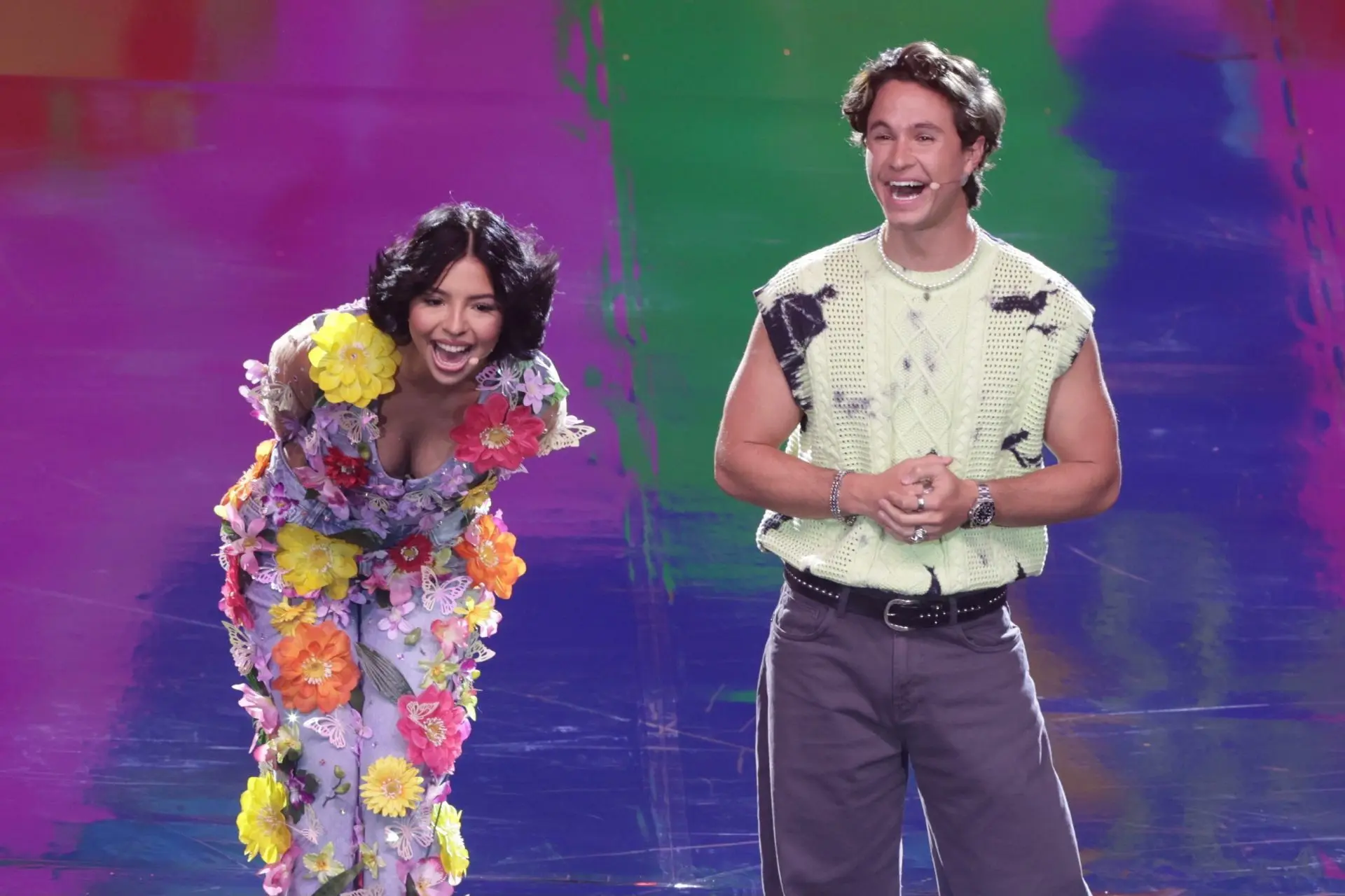 Ángela Aguilar y Michael Ronda durante la entrega de los Nickelodeon Kids Choice Awards México 2024 Cuartoscuro