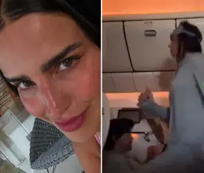 Tunden a Bárbara de Regil por hacer ejercicio en pleno vuelo: En modo loca