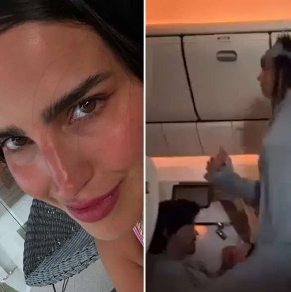 Tunden a Bárbara de Regil por hacer ejercicio en pleno vuelo: En modo loca