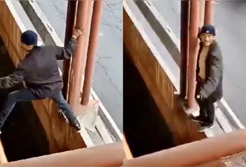 Hombre se sube al techo de un tren en la estaci&oacute;n Guelatao