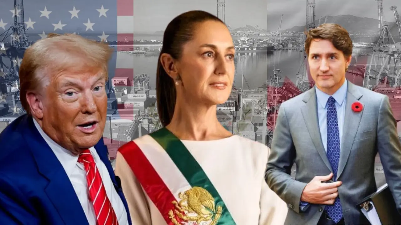  Donald Trump, Claudia Sheinbaum y Justin Trudeau 