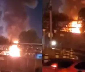 Imágenes Impactantes: captan fuerte incendio en refinería de PEMEX