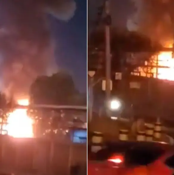 Imágenes Impactantes: captan fuerte incendio en refinería de PEMEX