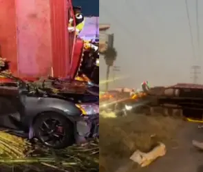 Así fue el momento en que tráiler se quedó sin frenos y  embistió a 11 automóviles