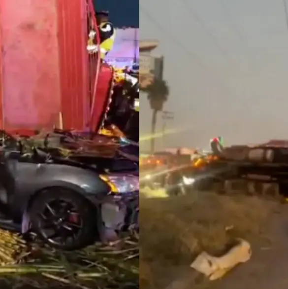 Así fue el momento en que tráiler se quedó sin frenos y  embistió a 11 automóviles