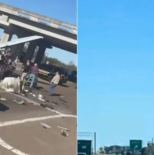 Imágenes Impactantes: captan el momento en que avioneta se estrella contra autos en autopista