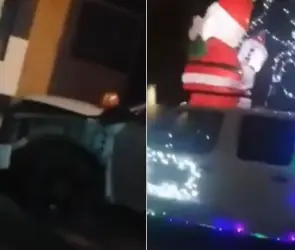 "La niñ* está debajo": captan el momento en que automovilista atropella a caravana navideña