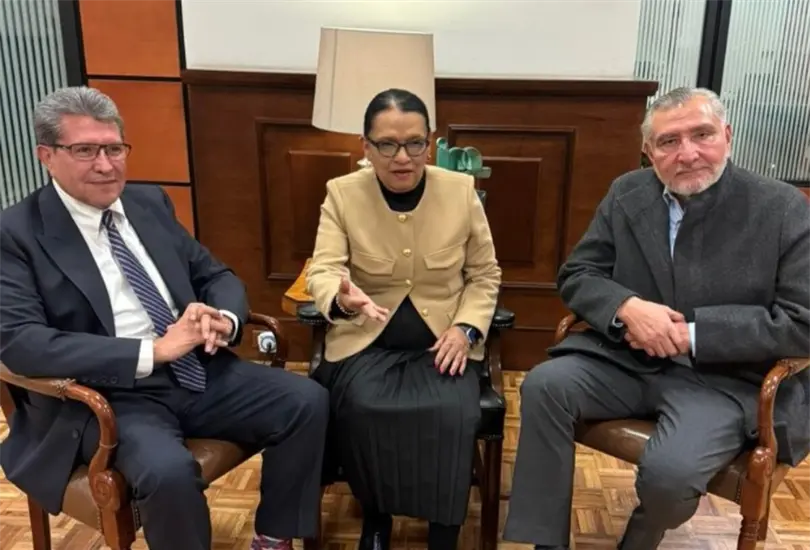 Ricardo Monreal y Ad&aacute;n Augusto L&oacute;pez se reunieron con Rosa Icela Rodr&iacute;guez.