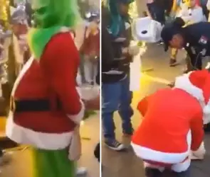 Santa Claus y El Grinch protagonizan violenta pelea por las propinas en Aguascalientes