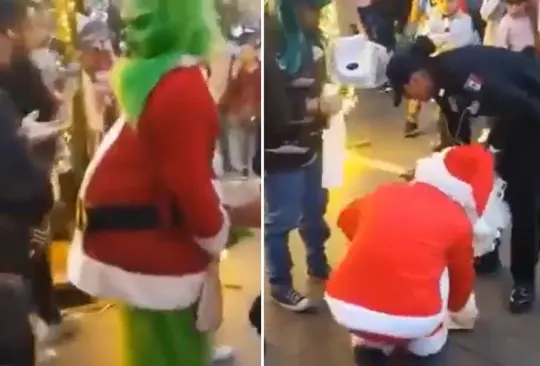 Santa Claus y El Grinch protagonizan pelea en Aguascalientes