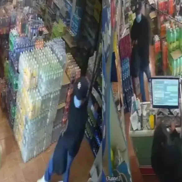 Ladrón se dispara accidentalmente tras robar una tienda | VIDEO