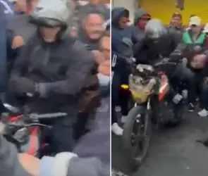 Motociclista lanza piedra a manifestantes y es golpeado durante bloqueos en Ecatepec
