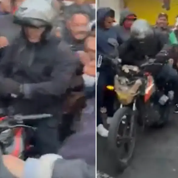 Motociclista lanza piedra a manifestantes y es golpeado durante bloqueos en Ecatepec