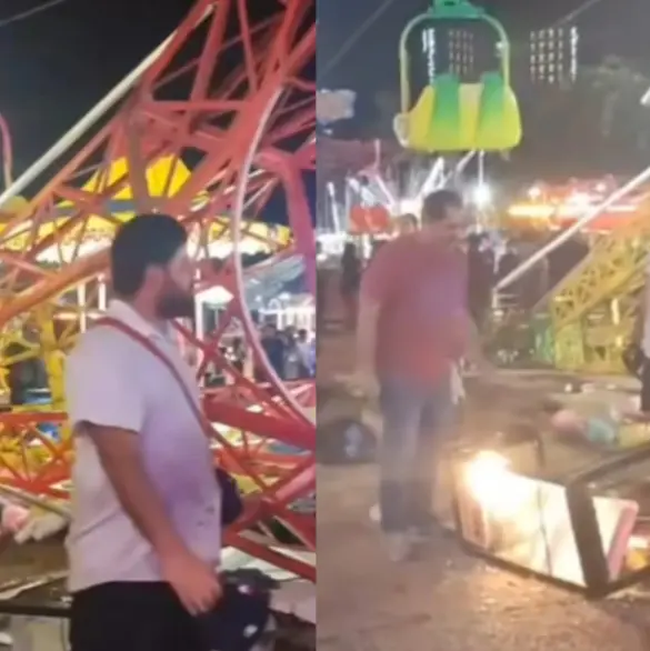 Captan momento en que se desploma juego mecánico en feria de Acapulco