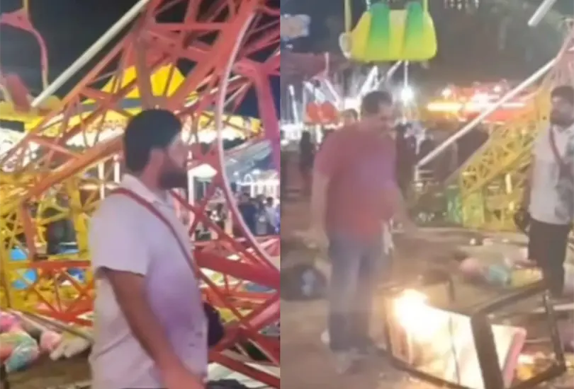 Colapsa torre de juego mec&aacute;nico en feria de Acapulco