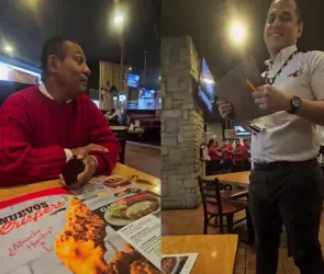 Gerente de Chilis corre a hombre con discapacidad visual y su perro guía de restaurante