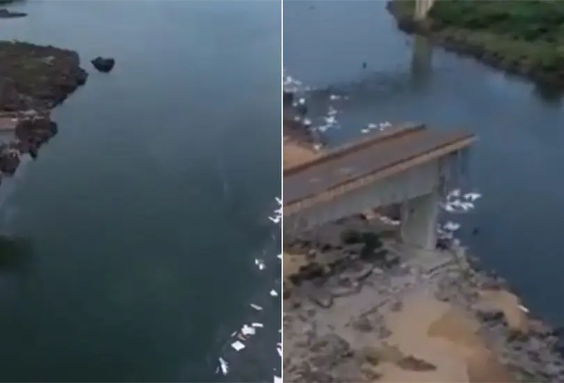 Un hombre capt&oacute; el momento exacto en que se cay&oacute; el puente