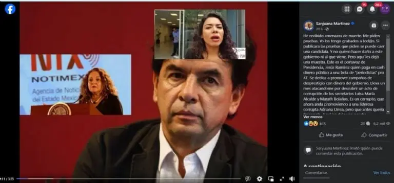 SanJuana Martínez acusa a Jesús Ramírez de corrupción - Captura de pantalla