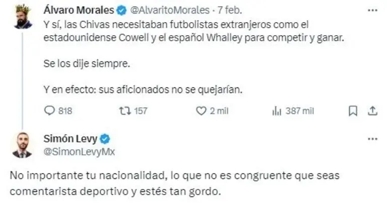 La pelea entre Álvaro Morales y Simón Levy. Foto: especial.