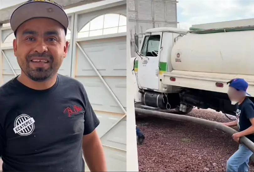 VIDEO| Mujer recibe una pipa de agua en lugar de flores en pleno San Valent&iacute;n