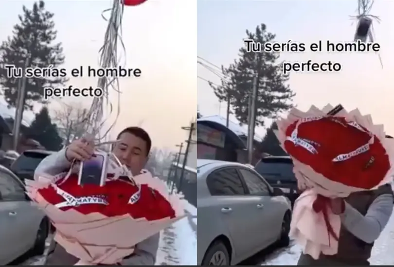 Regalo de San Valent&iacute;n termina en desastre: hombre pierde iPhone atado a globos |VIDEO