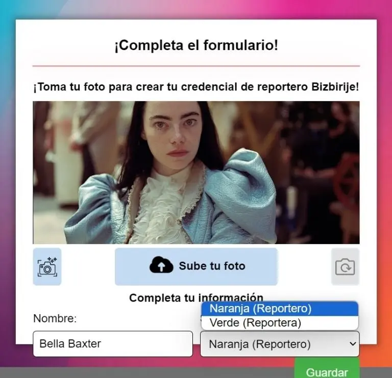 Credencial de reportero de Bizbirije (Captura de pantalla)