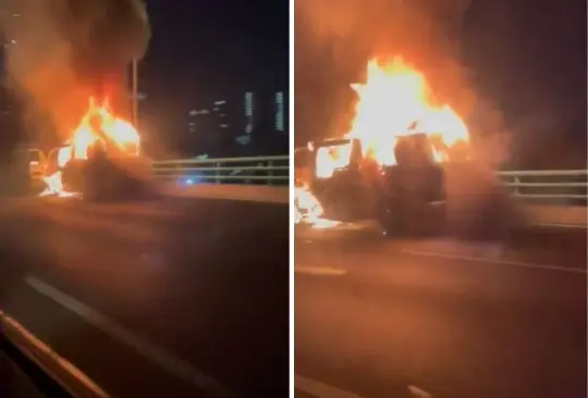 Una camioneta se incendió en el segundo piso del Periférico. Una camioneta se incendió en el segundo piso del Periférico.