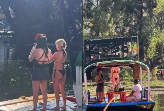 Turista se pasea en bikini en Xochimilco 