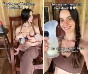 VIDEO: Joven causa polémica por dejar que sus amigos prueben su leche materna
