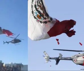 VIDEO| Helic&oacute;ptero de la Sedena destruye la Bandera Nacional, impactante incidente