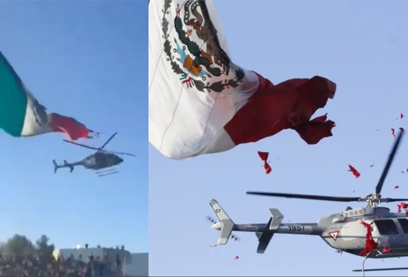 VIDEO| Helicóptero de la Sedena destruye la Bandera Nacional, impactante incidente VIDEO| Helicóptero de la Sedena destruye la Bandera Nacional, impactante incidente