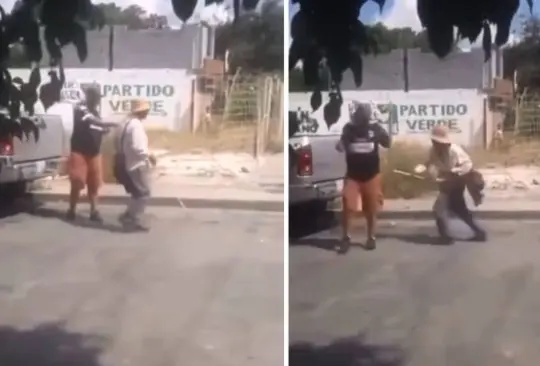 Presunto invidente se pelea en la calle 