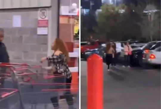 Mujer sale corriendo de Costco y se quita la ropa. 