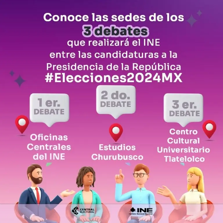 Sedes de los 3 debates entre candidatos a la presidencia - INE
