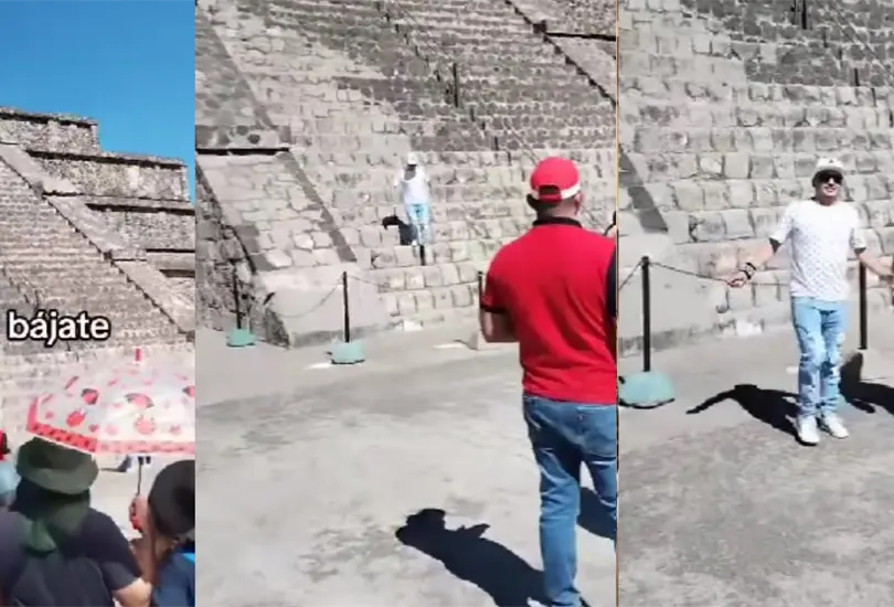 Un turista fue captado mientras desobedec&iacute;a expl&iacute;citamente las restricciones de acceso en la Zona Arqueol&oacute;gica de Teotihuac&aacute;n.