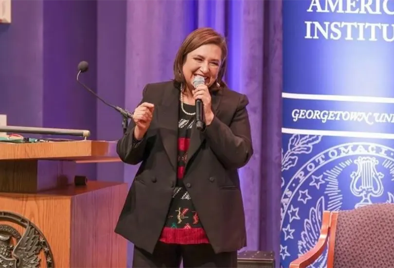 X&oacute;chitl G&aacute;lvez en su visita a Estados Unidos. 
