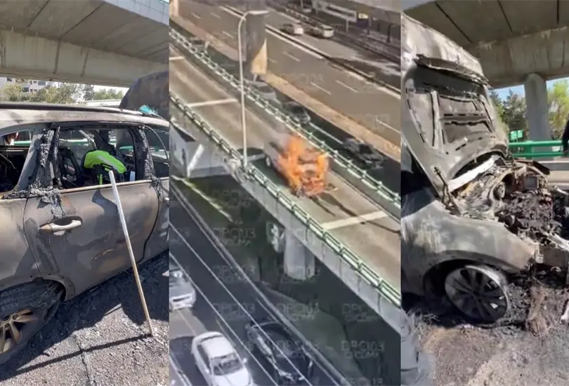 Incendio en Perif&eacute;rico Sur: Camioneta KIA es consumida por las llamas en segundo piso