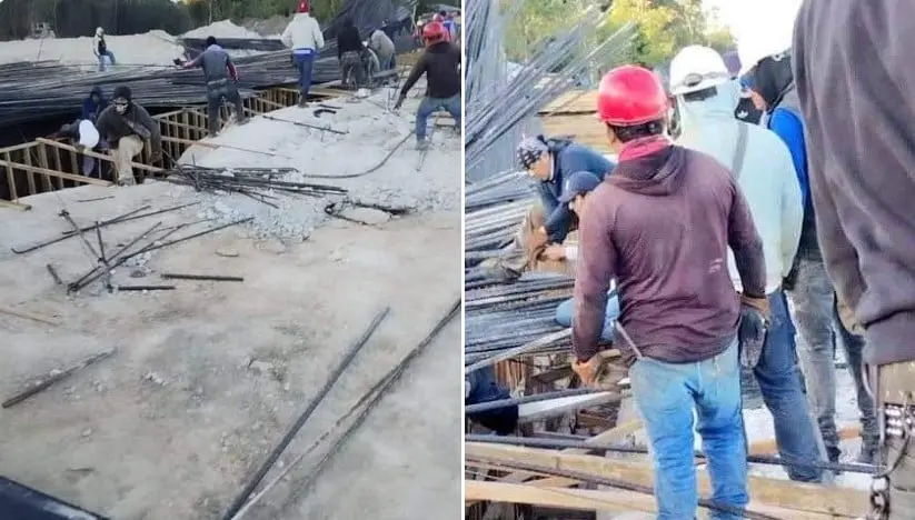 Dos trabajadores resultaron lesionados tras el colapso de la estructura 