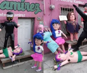 FOTOS| Piñatería Ramirez desata polémica con piñata del motociclista que agredió en marcha del 8M