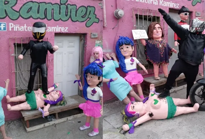 FOTOS| Pi&ntilde;ater&iacute;a Ramirez desata pol&eacute;mica con pi&ntilde;ata del motociclista que agredi&oacute; en marcha del 8M