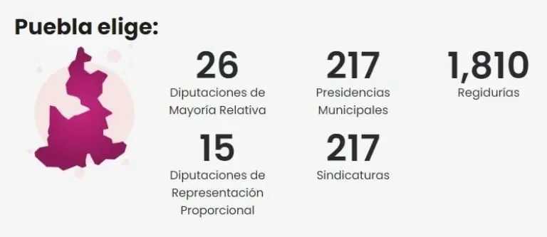 Lo que se elige en Puebla en las elecciones de junio. Foto: INE.