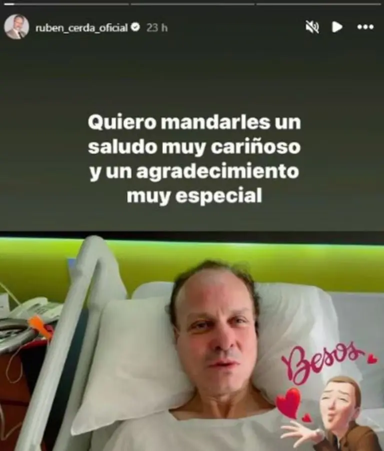 Rubén Cerda envía mensaje desde el hospital Créditos: Instagram