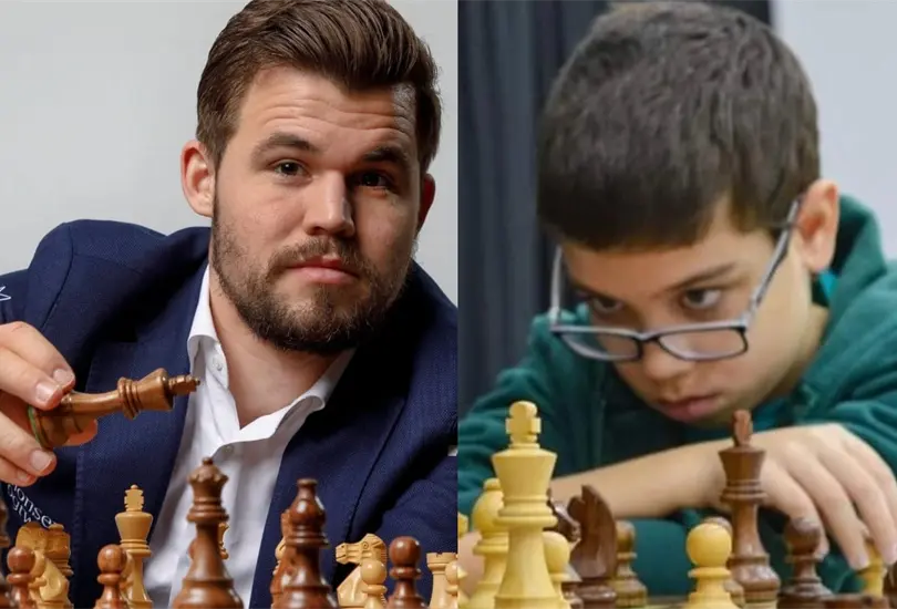 El ni&ntilde;o argentino de 10 a&ntilde;os, Faustino Oro, vence a Magnus Carlsen en torneo de ajedrez 