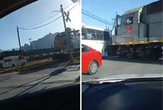 Momento exacto del choque del tren con camión de pasajeros. Momento exacto del choque del tren con camión de pasajeros.