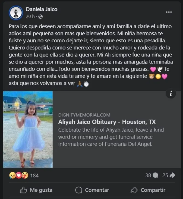 Madre de niña que murió al ser succionada por tubería de alberca envía desgarrador mensaje en redes - Captura de pantalla